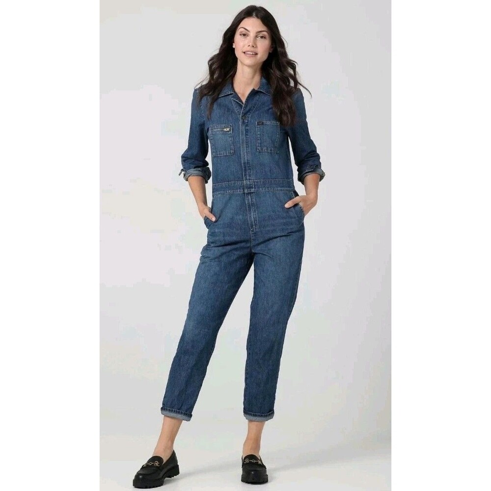 Lee Denim Jumpsuit Women's Size XS Blue Coveralls One Piece Long Sleeve Cotton